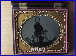 RARE GUTTA PERCHA AMERICANA Child on a Rocking Horse Tintype Thermoplastic Case