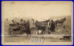 RARE Large Cabinet Photo Comanche Beef Ration Day at Fort Sill Indian Territory