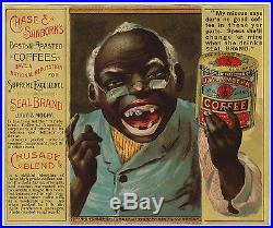 RARE Mechanical Advertising Trade Card 1888 Black Americana Chase Sanborn Coffee