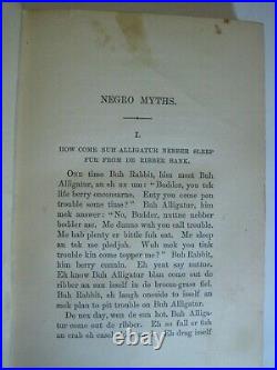 RARE NEGRO MYTHS 1888 1st EDT BLACK AMERICANA CREOLE LEGENDS OLD SLAVE STORIES