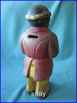 RARE OLD Vintage Cast Iron Bank Black African Man Americana Top Hat original OLD