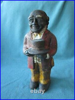 RARE OLD Vintage Cast Iron Bank Black African Man Americana Top Hat original OLD