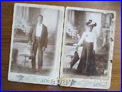 RARE PAIR (2) Wedding Cabinet RAILROAD PHOTOS, DRESSY African Americans, c1880