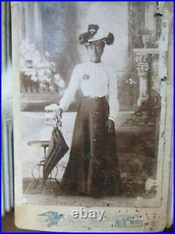 RARE PAIR (2) Wedding Cabinet RAILROAD PHOTOS, DRESSY African Americans, c1880