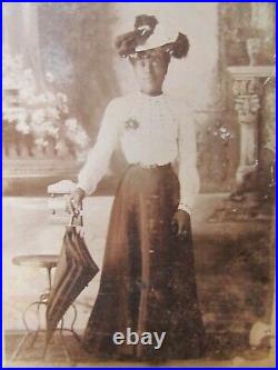 RARE PAIR (2) Wedding Cabinet RAILROAD PHOTOS, DRESSY African Americans, c1880