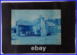 RARE Pair of Cyanotype Photos Black Sharecroppers / Southern Landscape