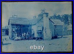 RARE Pair of Cyanotype Photos Black Sharecroppers / Southern Landscape