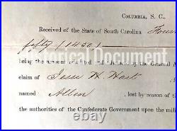 RARE Reimbursement Document for Slave Use in Confederacy Slavery History