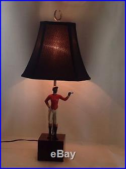 Rare Vintage Cast Iron Lawn Jockey Salesman Sample Statue Made Into Lamp