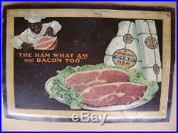 RARE! Vintage! Armour's Star Black Americana Sign THE HAM WHAT AM and BACON TOO