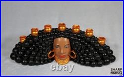 RARE Vintage Atlantic Mold Black Americana Woman Bust 7Candle Holder Ceramic 20