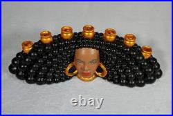 RARE Vintage Atlantic Mold Black Americana Woman Bust 7Candle Holder Ceramic 20