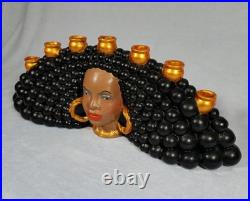RARE Vintage Atlantic Mold Black Americana Woman Bust 7Candle Holder Ceramic 20