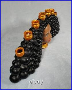 RARE Vintage Atlantic Mold Black Americana Woman Bust 7Candle Holder Ceramic 20