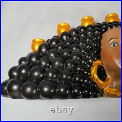 RARE Vintage Atlantic Mold Black Americana Woman Bust 7Candle Holder Ceramic 20
