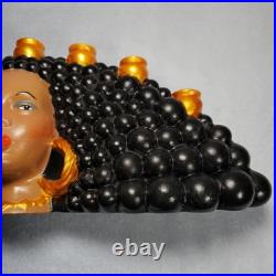 RARE Vintage Atlantic Mold Black Americana Woman Bust 7Candle Holder Ceramic 20
