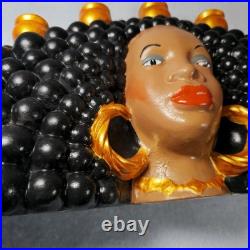 RARE Vintage Atlantic Mold Black Americana Woman Bust 7Candle Holder Ceramic 20