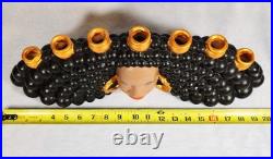 RARE Vintage Atlantic Mold Black Americana Woman Bust 7Candle Holder Ceramic 20