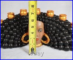 RARE Vintage Atlantic Mold Black Americana Woman Bust 7Candle Holder Ceramic 20