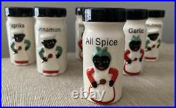 RARE Vintage Black Americana Spice Jars Set of 6 Smiling Chef Read