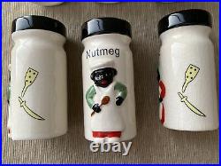 RARE Vintage Black Americana Spice Jars Set of 6 Smiling Chef Read