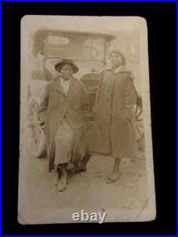RPPC African American Women Early Automobile Fashion photo 1920s Car Postcard