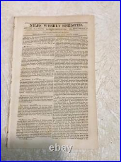 Rare 1825 Newspaper Niel's Weekly Baltimore Maryland USA Slave Trade