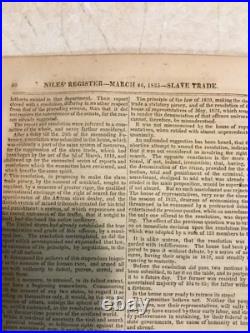 Rare 1825 Newspaper Niel's Weekly Baltimore Maryland USA Slave Trade