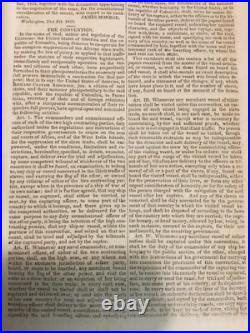 Rare 1825 Newspaper Niel's Weekly Baltimore Maryland USA Slave Trade