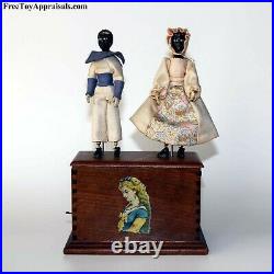 Rare 1870's Ives Double Dancers with Clockwork Motor Orig Key Black Americana Toy