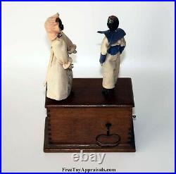 Rare 1870's Ives Double Dancers with Clockwork Motor Orig Key Black Americana Toy