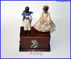 Rare 1870's Ives Double Dancers with Clockwork Motor Orig Key Black Americana Toy