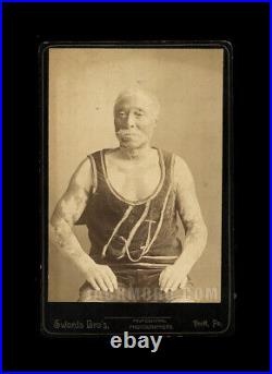 Rare 1890 Cabinet Card Photo Piebald Black Leopard Man / Sideshow Freak