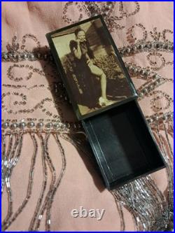 Rare 1920s African American Flapper Photo Trinket Box Jazz Age Vanity Black