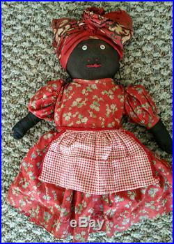 Rare 1930s Folk Art Primitive Doll / Handmade Black Americana Doll Free Ship