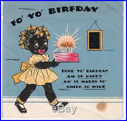Rare 1937 Black Americana Hallmark Birthday Card Actual Glass Mirrors Picaninny
