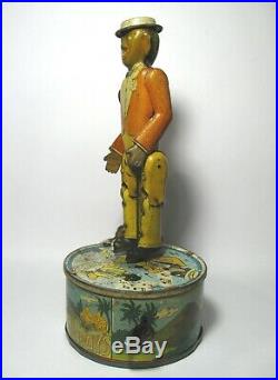 Rare 1940's Black Americana Jigger Candombe Dancer Duet Wind-Up Tin Toy Man/Boy