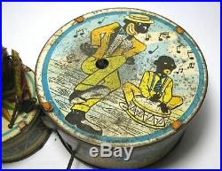 Rare 1940's Black Americana Jigger Candombe Dancer Duet Wind-Up Tin Toy Man/Boy