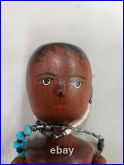 Rare 1990's Fred T. Laughon SIGNED/ENGRAVED Black Americana 11 Wooden Doll