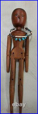 Rare 1990's Fred T. Laughon SIGNED/ENGRAVED Black Americana 11 Wooden Doll