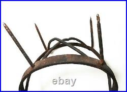 Rare 19th C American Antique Hand Forged Iron Spiked Weaning Cow Calf Head Guard