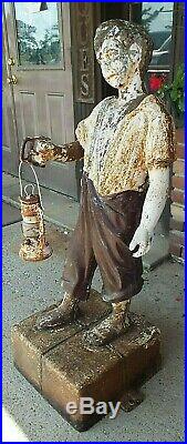 Rare 19th Century Cast Iron African-American Lawn Boy Hitching Post JW Fiske NY