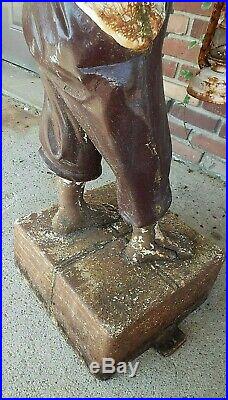 Rare 19th Century Cast Iron African-American Lawn Boy Hitching Post JW Fiske NY