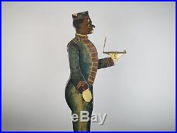 Rare 37 Tall Antique Black Americana Wood Bellboy Butler Smoking Stand Folk Art