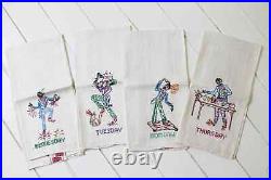 Rare Americana 1930s/40s Black History linen tea towels, set of 4