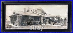 Rare Antique 1920 Framed B&W Photo California Bungalow with Car Automobile (#700)