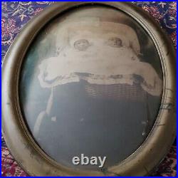 Rare Antique African American Baby Photo Bubble Dome Glass Frame Convex Picture