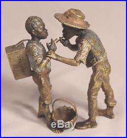 Rare Antique Bergman Vienna Bronze 2 Black Boys Smoking Geschutzt 4219