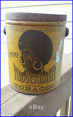 Rare Antique Black Americana Bigger Hair Tobacco Tin