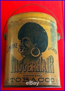 Rare Antique Black Americana Bigger Hair Tobacco Tin B. Leidersdorf Co Pat. 1878